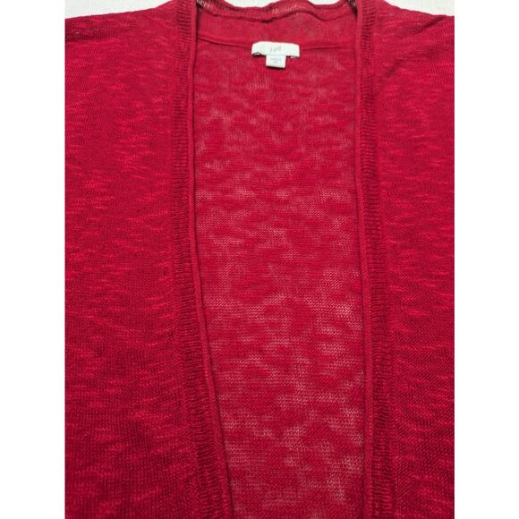 J. Jill Cardigan XL Tall Linen Cotton Red Knit Open Front Tunic Beachy Casual - Picture 3 of 9